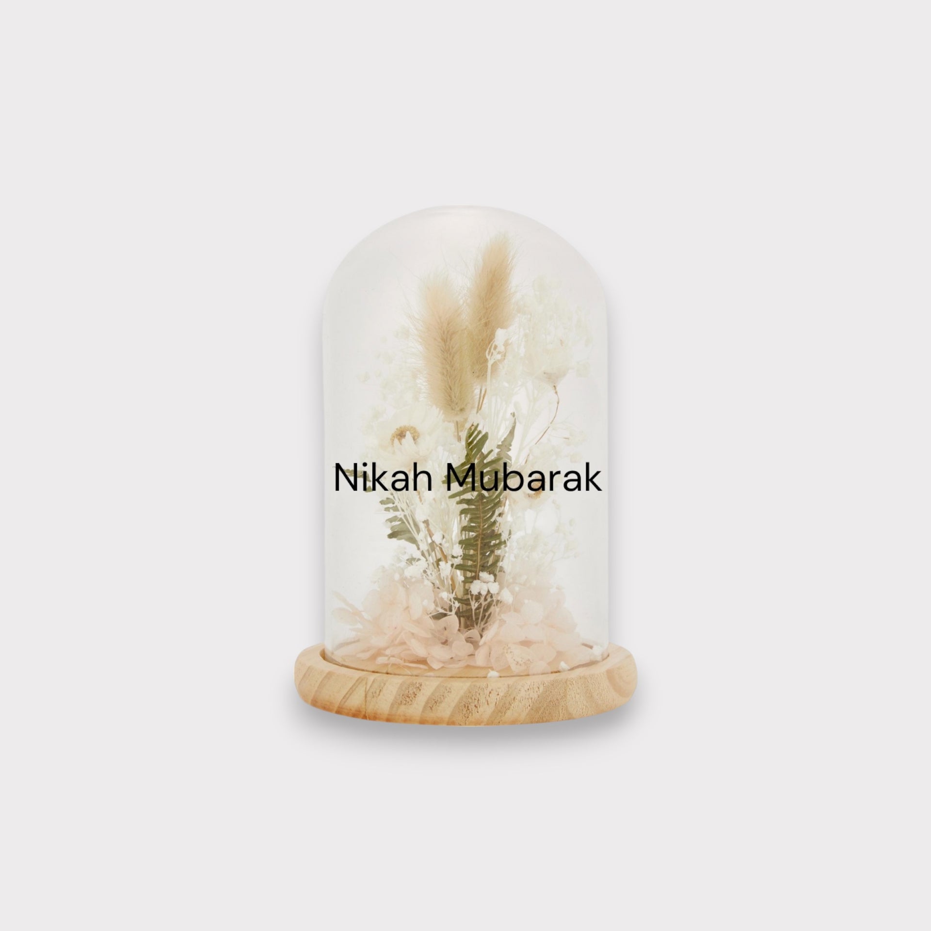 Personalised Dried Flower Dome – Nikah Mubarak / Umrah Mubarak