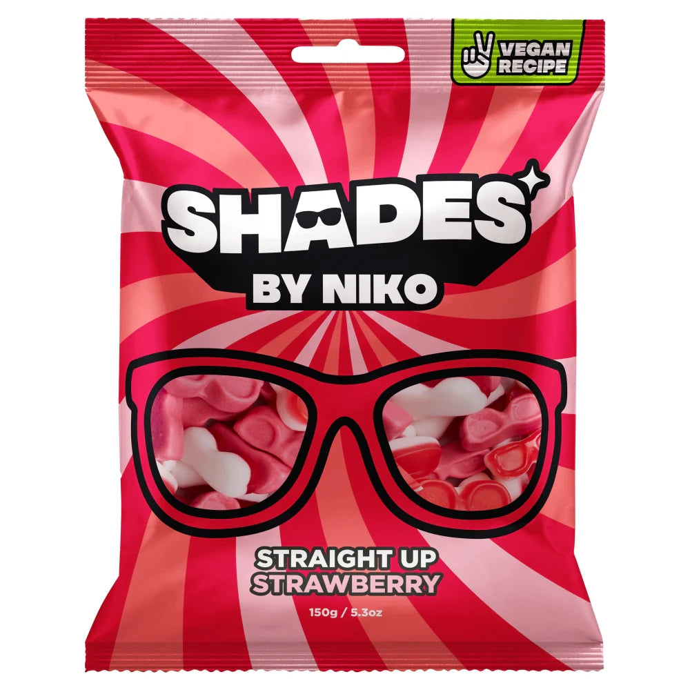 Shades by Niko Straight Up Strawberry Flavour Sweets Bag 150g