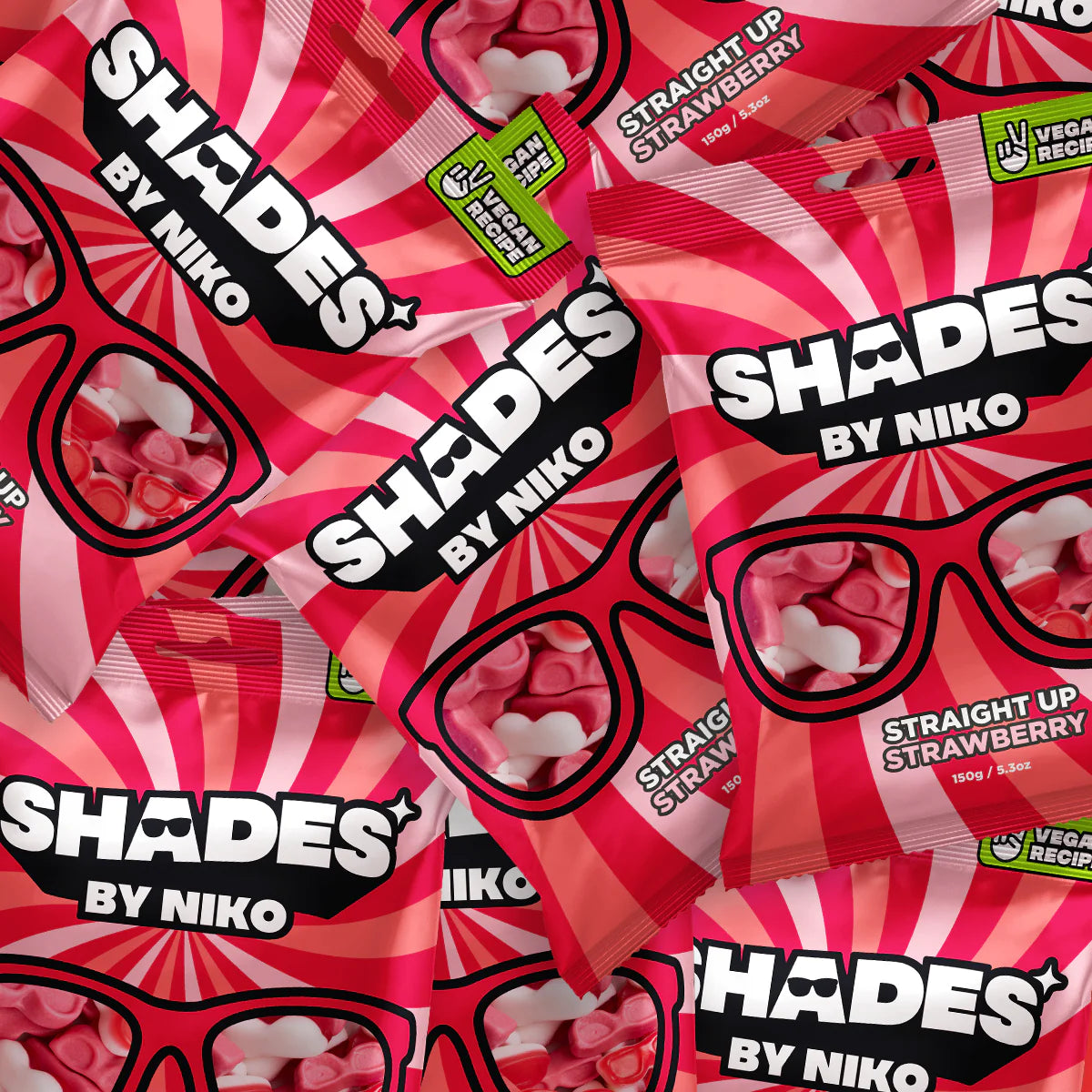 Shades by Niko Straight Up Strawberry Flavour Sweets Bag 150g
