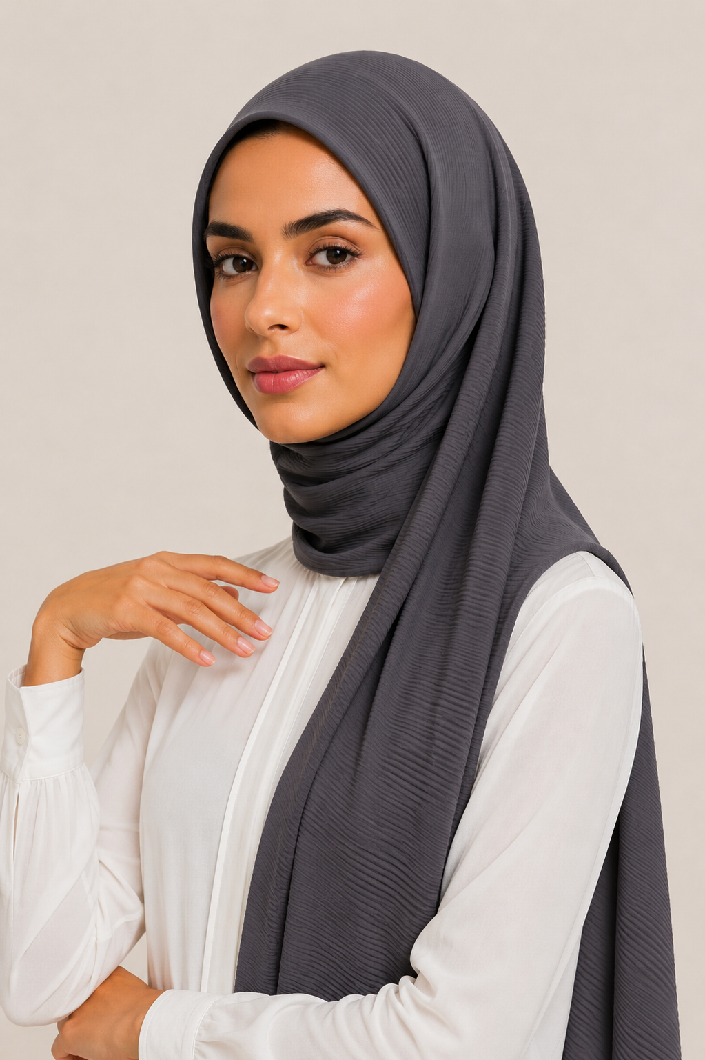 Crinkled Chiffon Scarf | Storm Grey