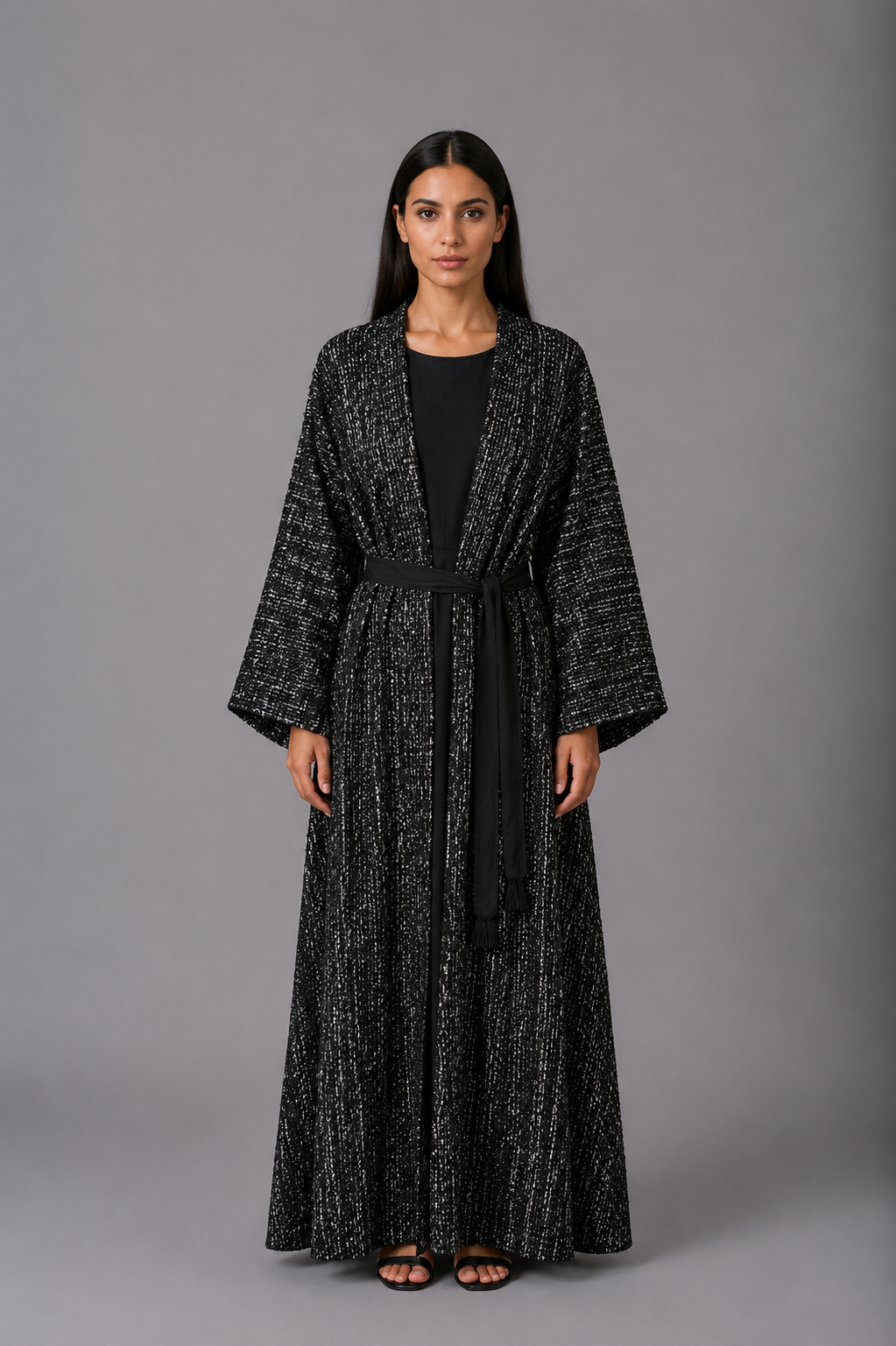 Tweed Black Abaya