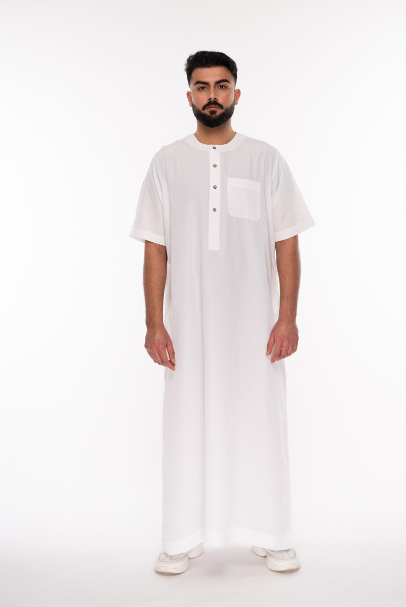White Button Half Sleeve