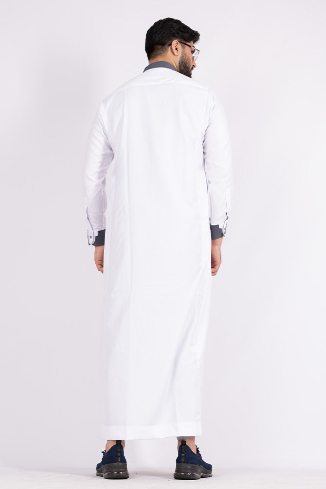 Tweed Textured White Thobe