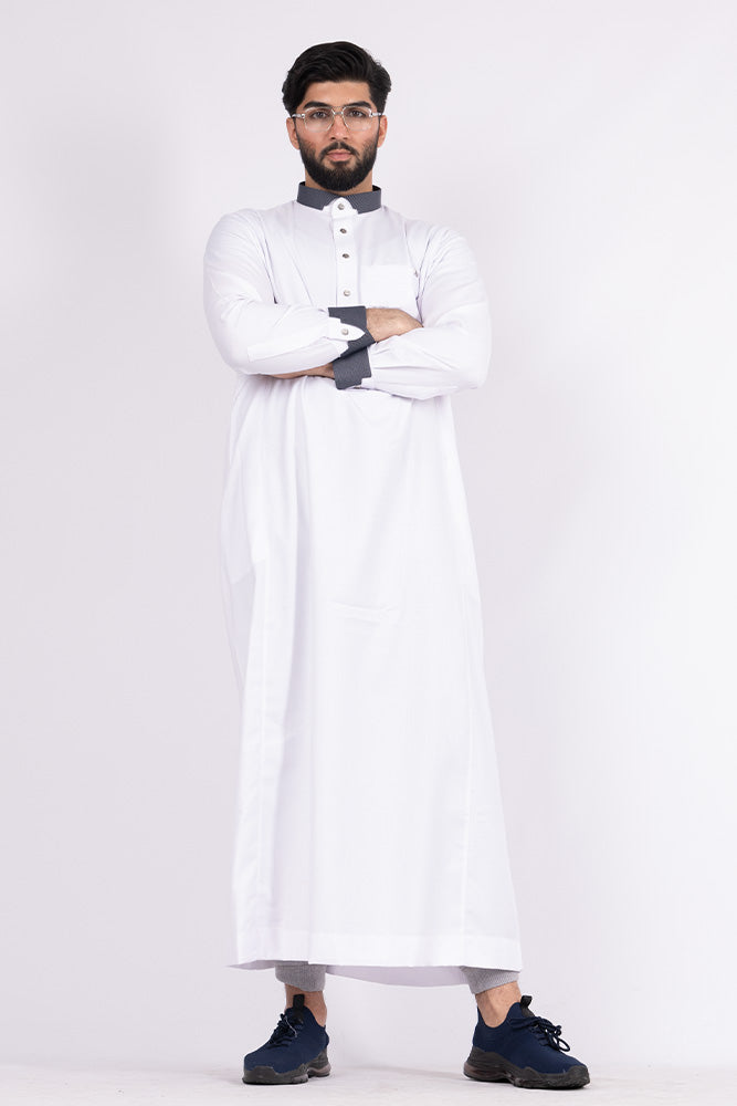 Tweed Textured White Thobe