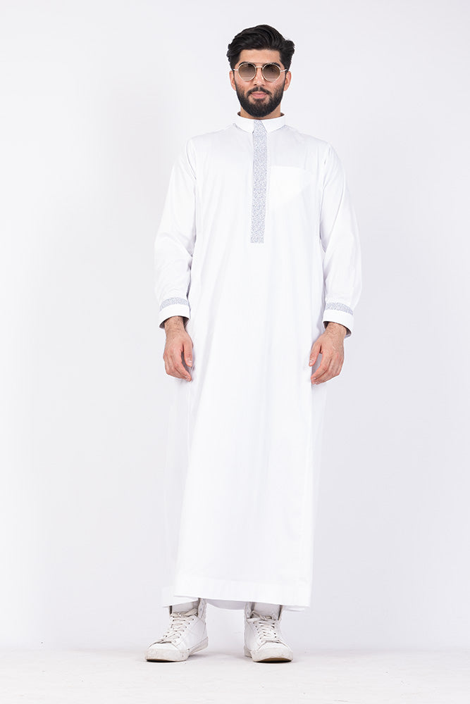 White Retro Print Jubbah