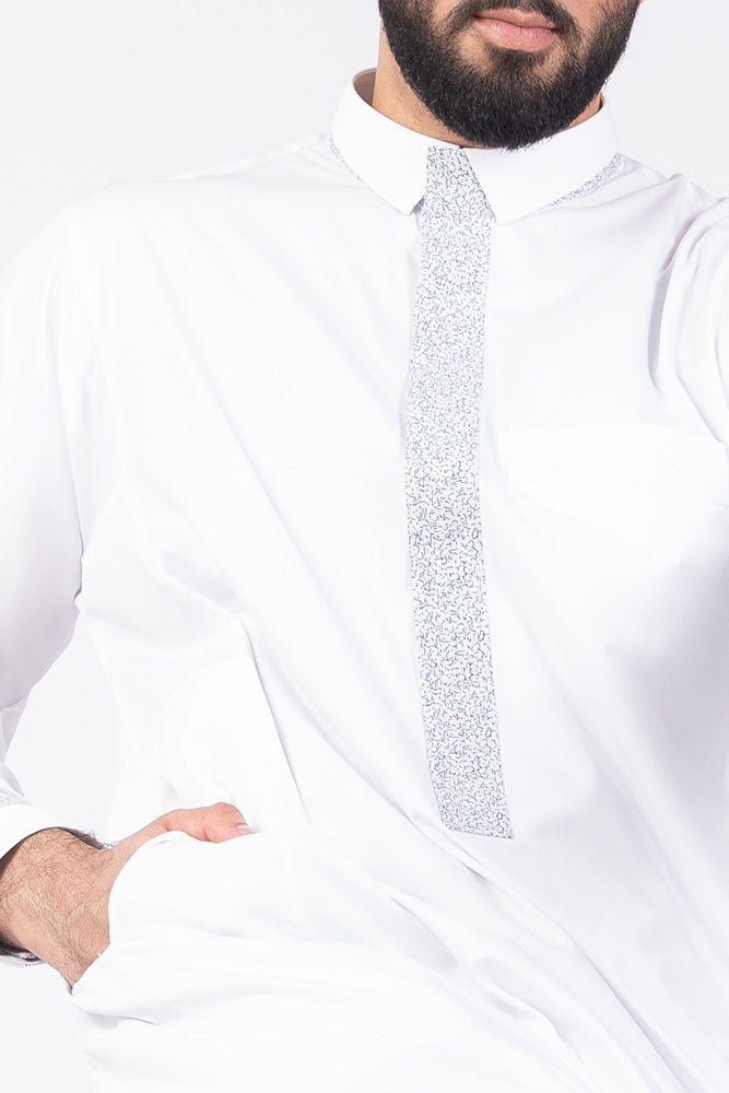 White Retro Print Jubbah