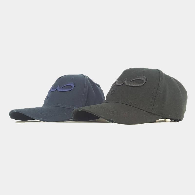 Triple Black Sabr/Patience Distressed Arabic Cap - jubbas.com