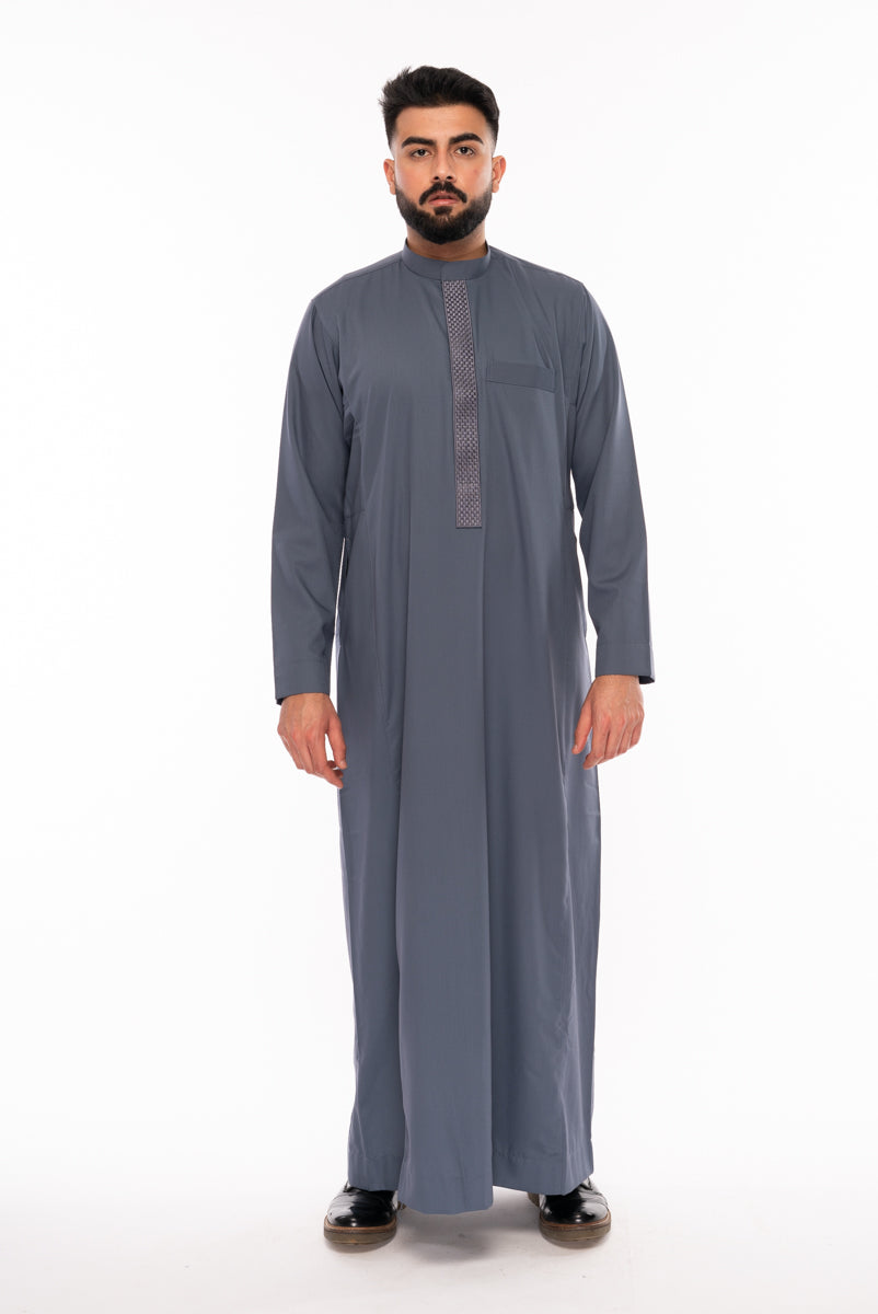 Square Embroidery Thobe (Grey)