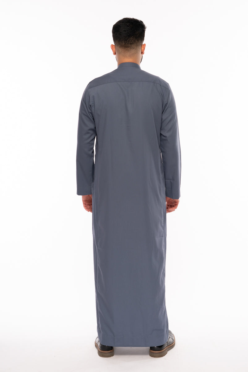 Square Embroidery Thobe (Grey)