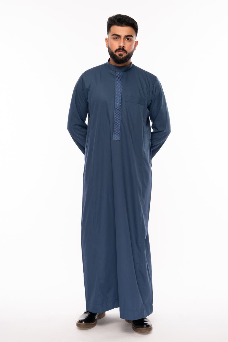 Square Embroidery Thobe (Navy)
