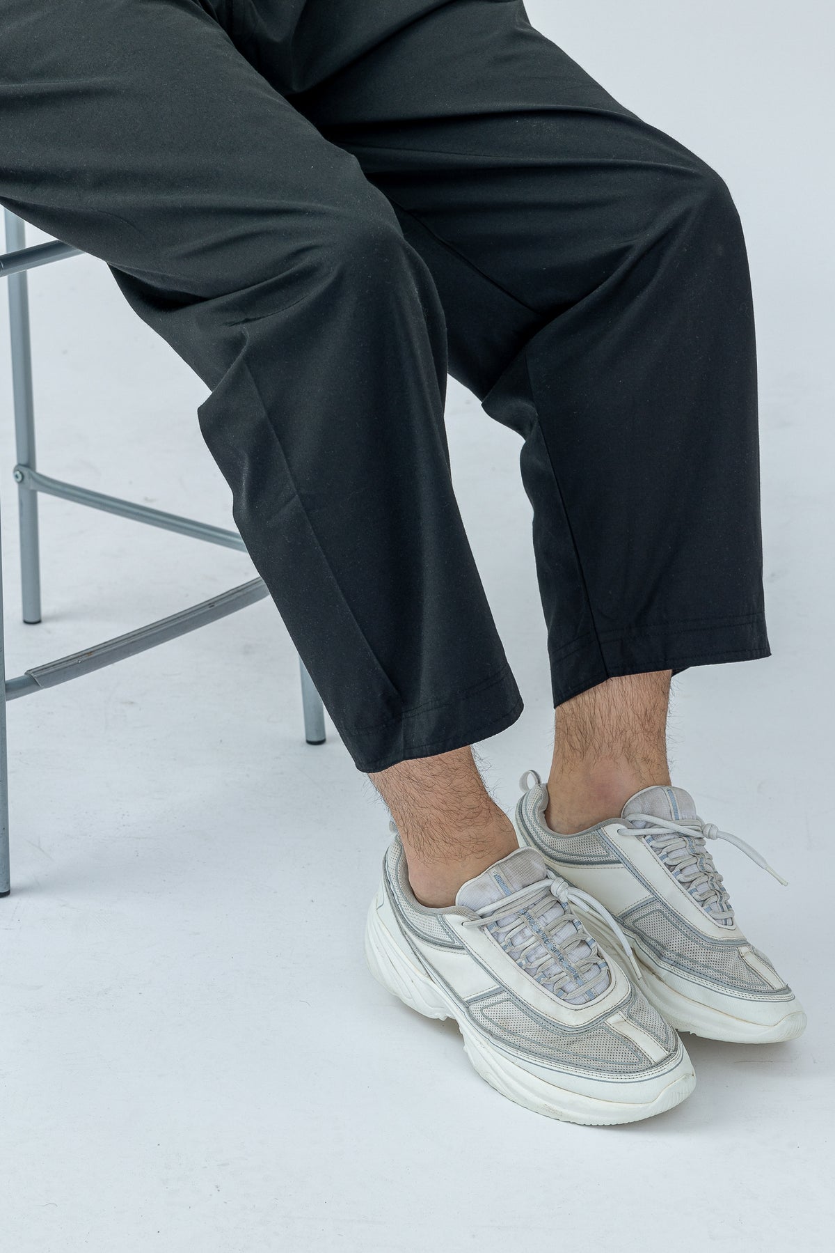 Mens Comfy Black Trousers with Elastic Waist &amp; Zip Pocket