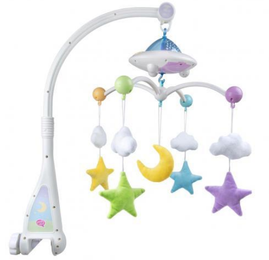 Moon &amp; Stars Cot Mobile with Light Projection - jubbas.com