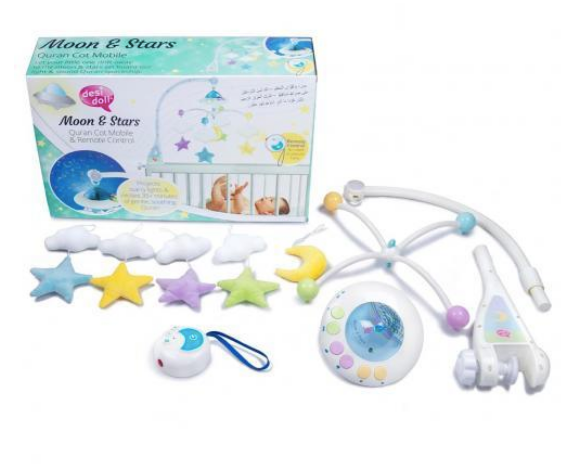 Moon & Stars Cot Mobile with Light Projection - jubbas.com