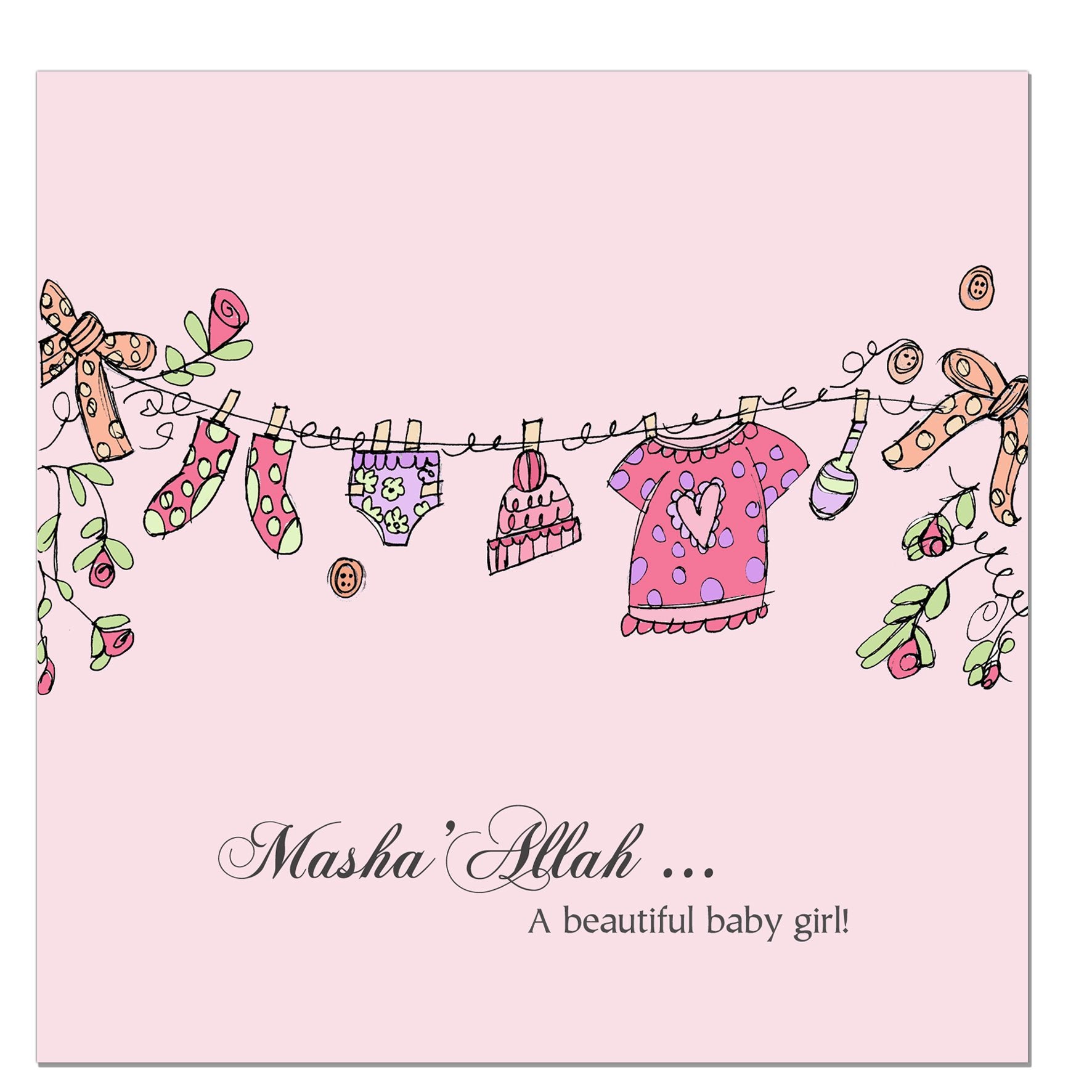 Baby Girl Card | Pink - jubbas.com