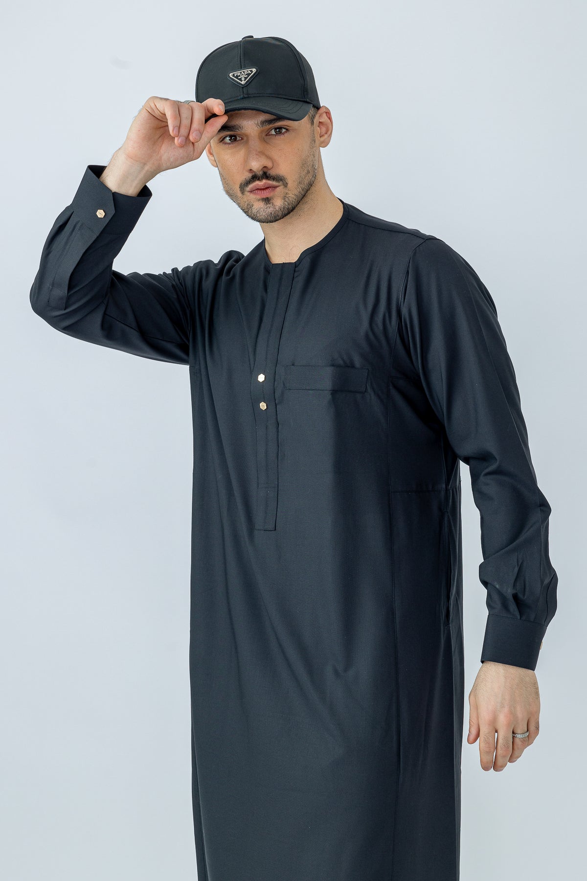 Black Omani With Cuff Sleeve