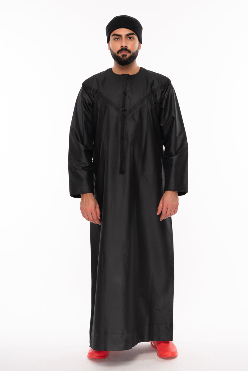 Black Emirati Style Thobe - jubbas.com