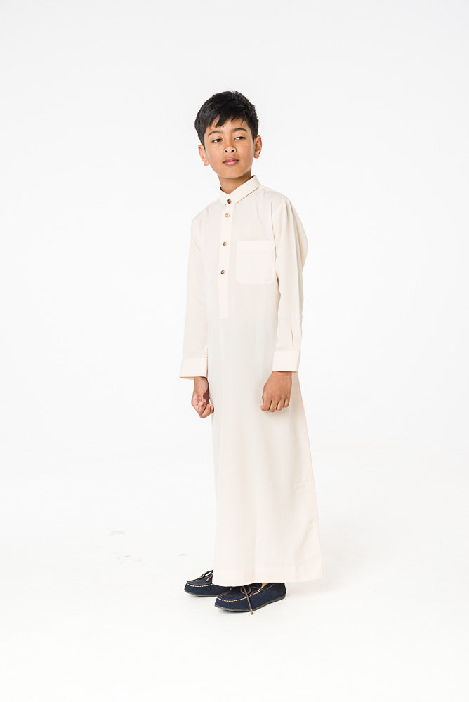 Cream Four Stud Kids Jubbah - jubbas.com