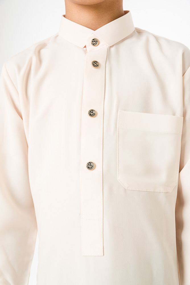 Cream Four Stud Kids Jubbah - jubbas.com