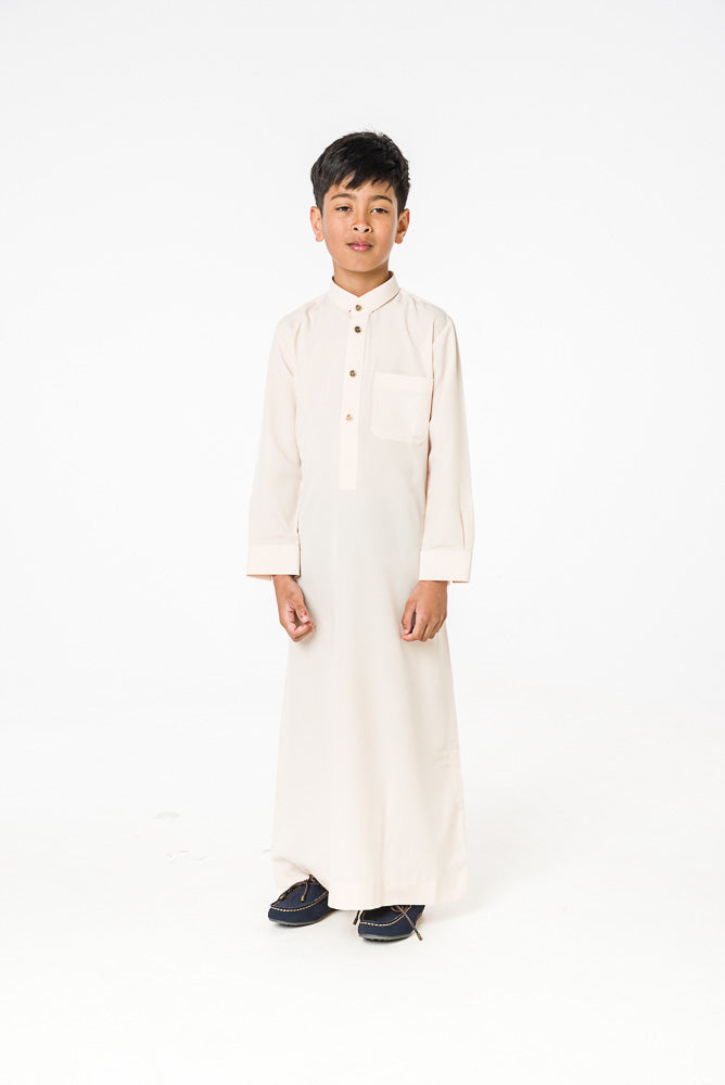 Cream Four Stud Kids Jubbah - jubbas.com