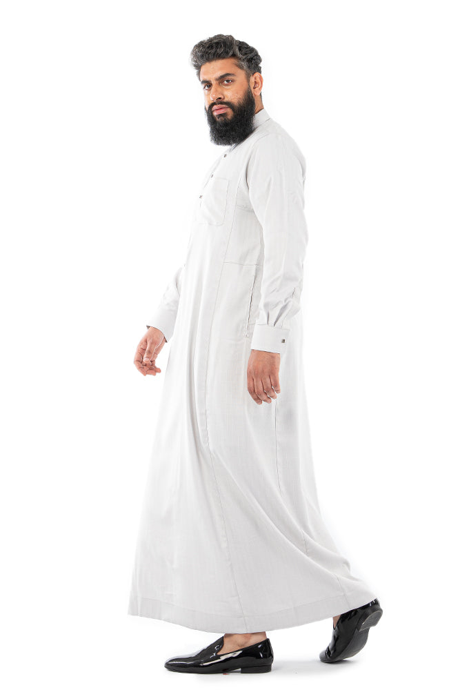 Grey Textured Button Thobe