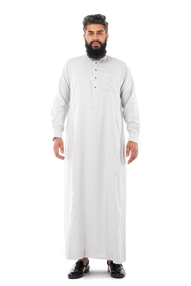 Grey Textured Button Thobe
