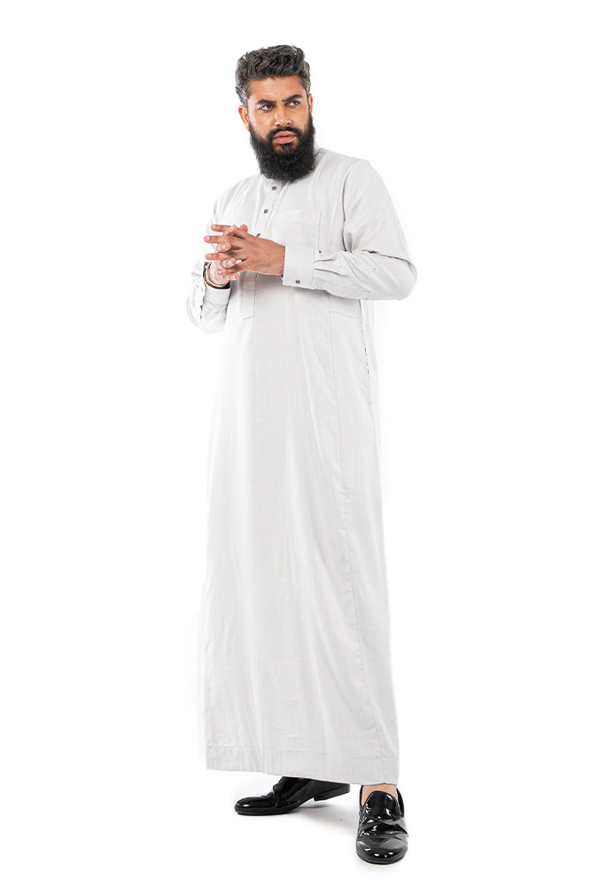 Grey Textured Button Thobe