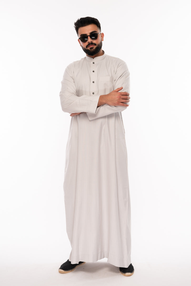 Grey Square Buttoned Thobe