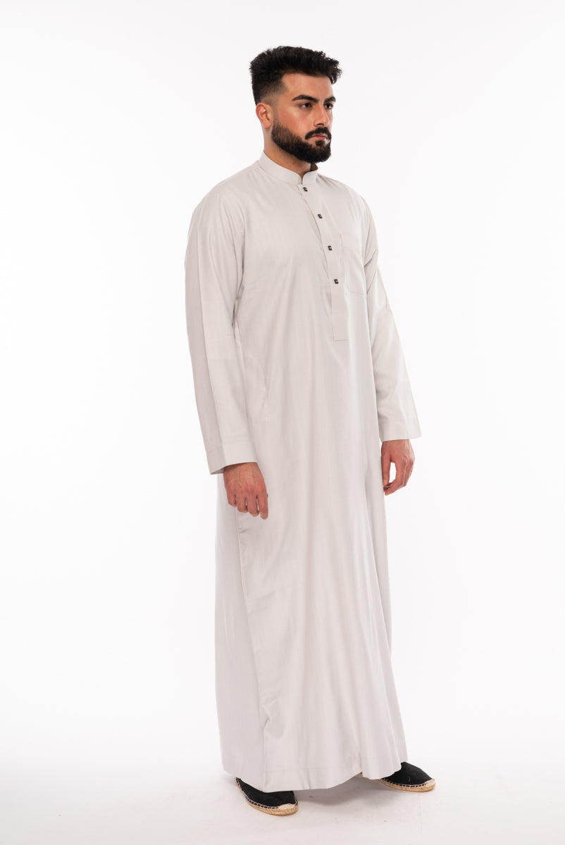 Grey Square Buttoned Thobe