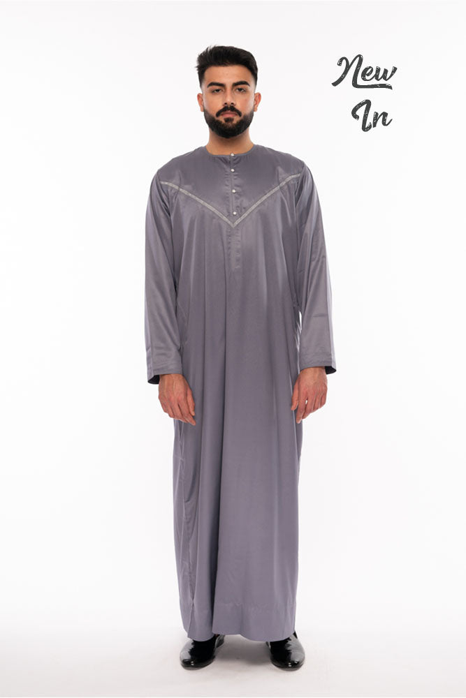 SS20 Grey Omani Jubba - jubbas.com