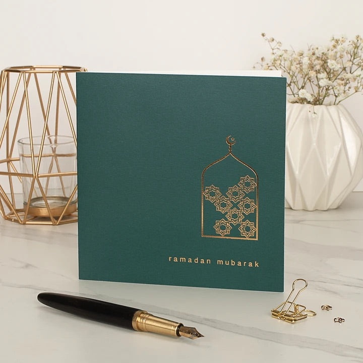 Gold Foiled Ramadan Card- Forest Green