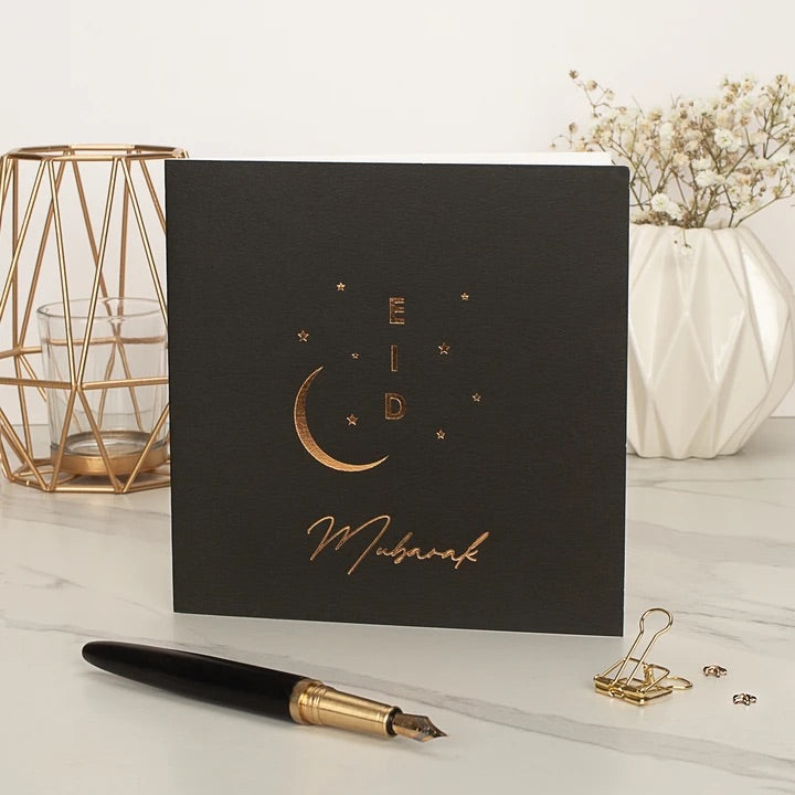 Gold Foiled Eid Card- Black