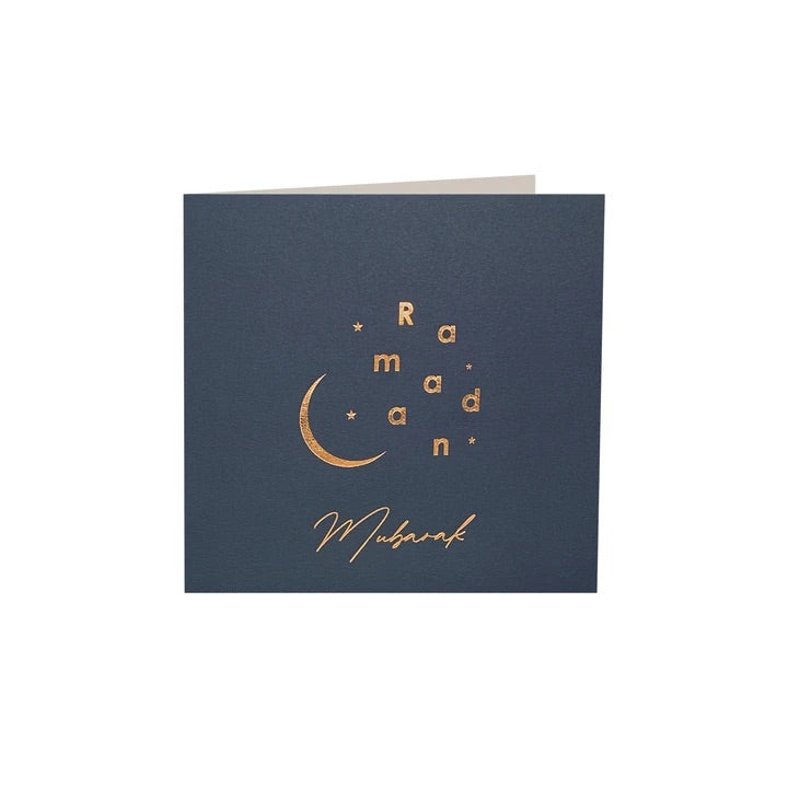 Gold Foiled Ramadan Card-Navy Blue