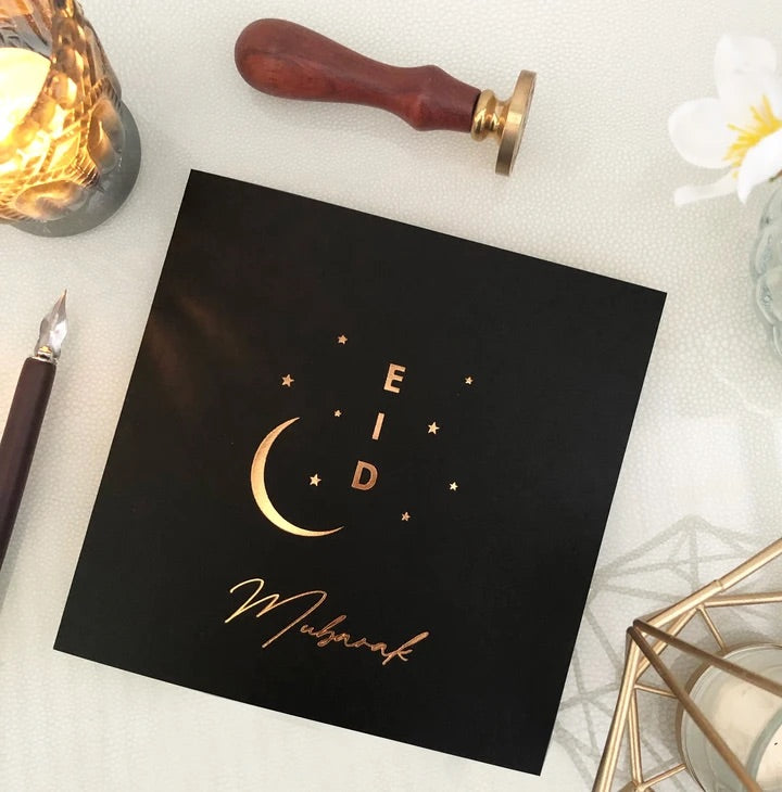 Gold Foiled Eid Card- Black