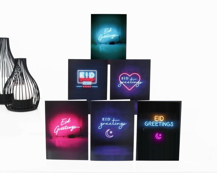 Neon Eid Mubarak Cards Multipack