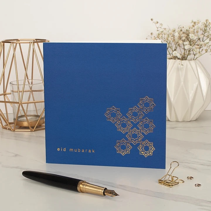 Gold Foiled Eid Card- Cobalt Blue