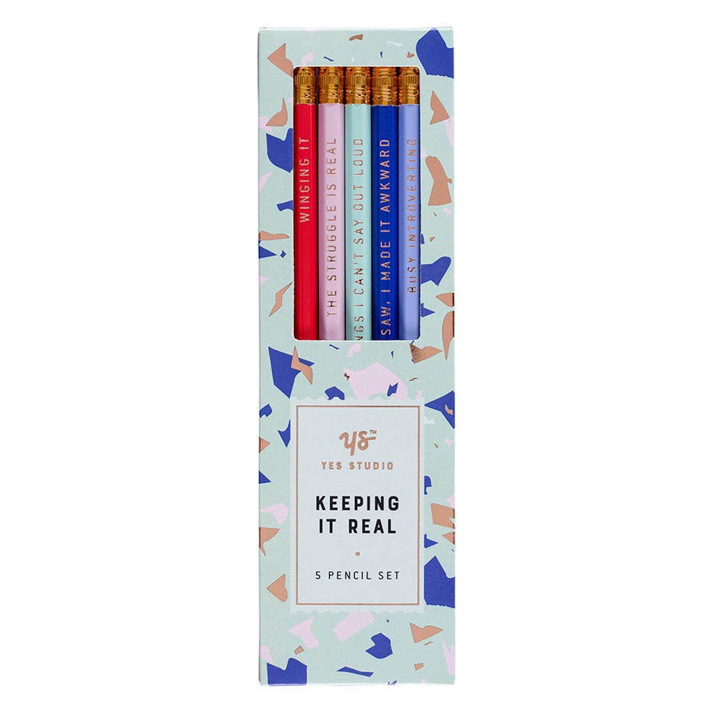 SET OF 5 PENCILS - HB - KEEPING IT REAL - jubbas.com
