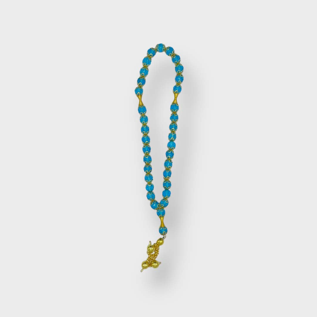 Turquoise|Gold 33 Beads