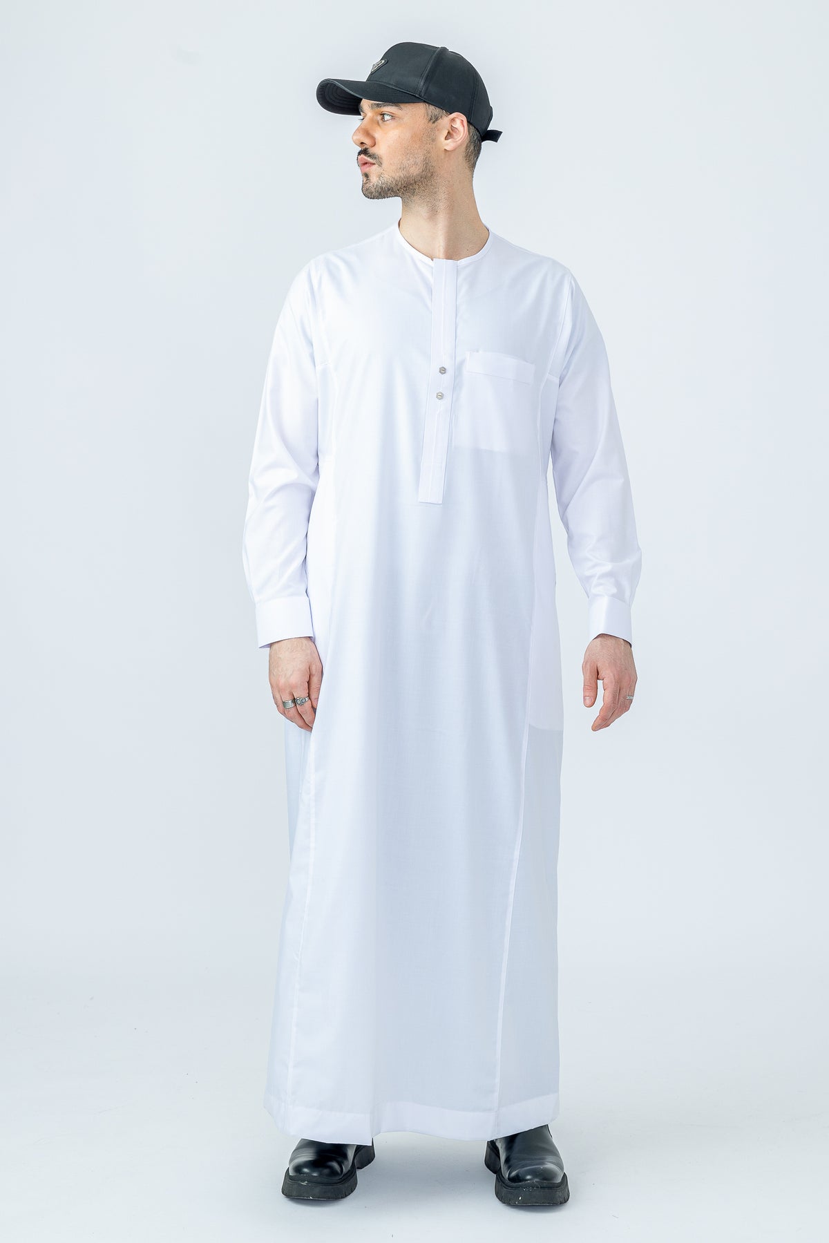 White Omani With Cuff Sleeve