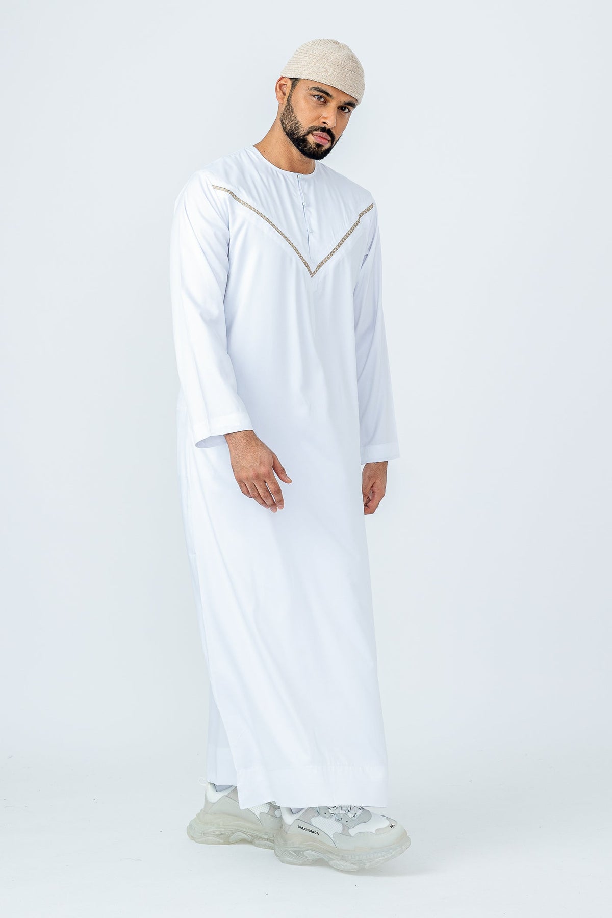 White|Gold Omani Thobe