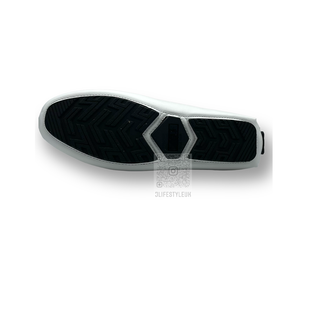 White Buckle Loafers