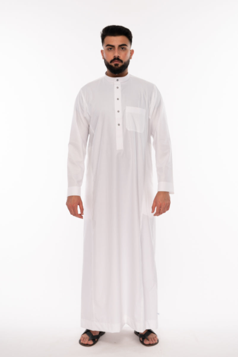 White Stud Collar Thobe