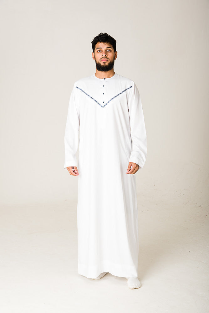 White|Blue Omani Jubba - jubbas.com