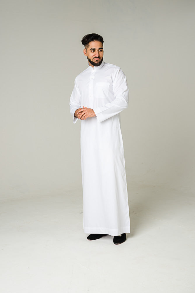 White Collar Arab Jubbah - jubbascom