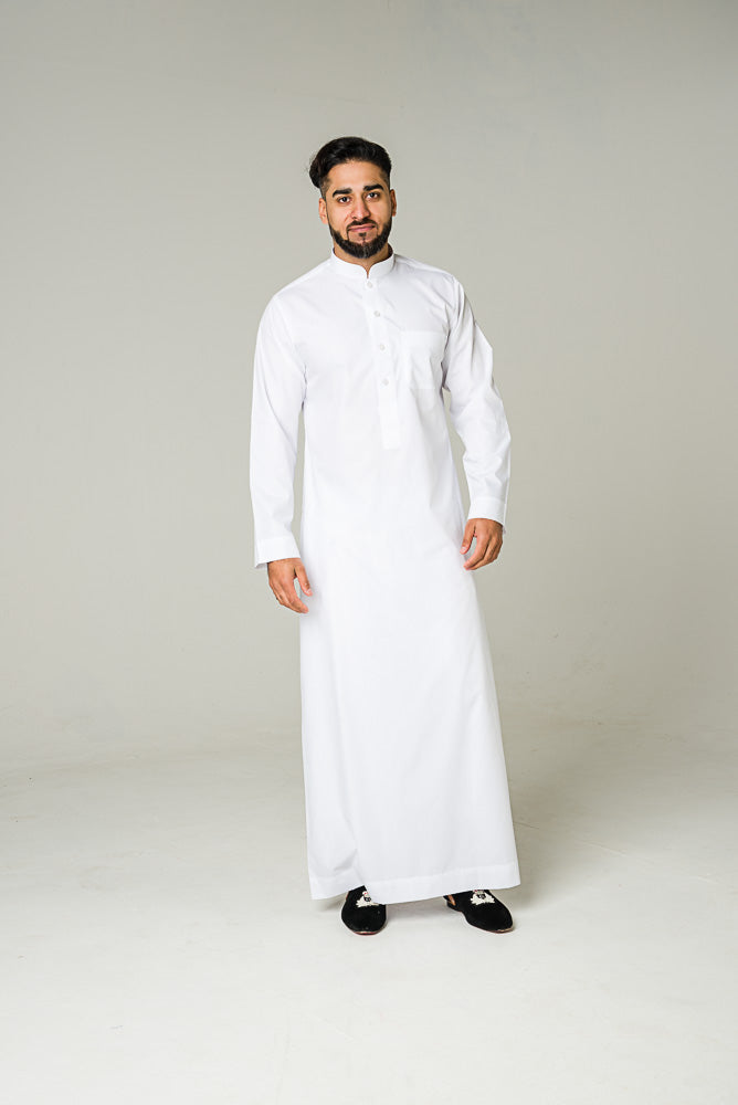 White Collar Arab Jubbah - jubbascom