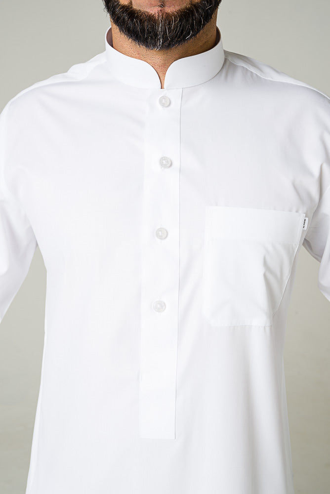 White Collar Arab Jubbah - jubbascom