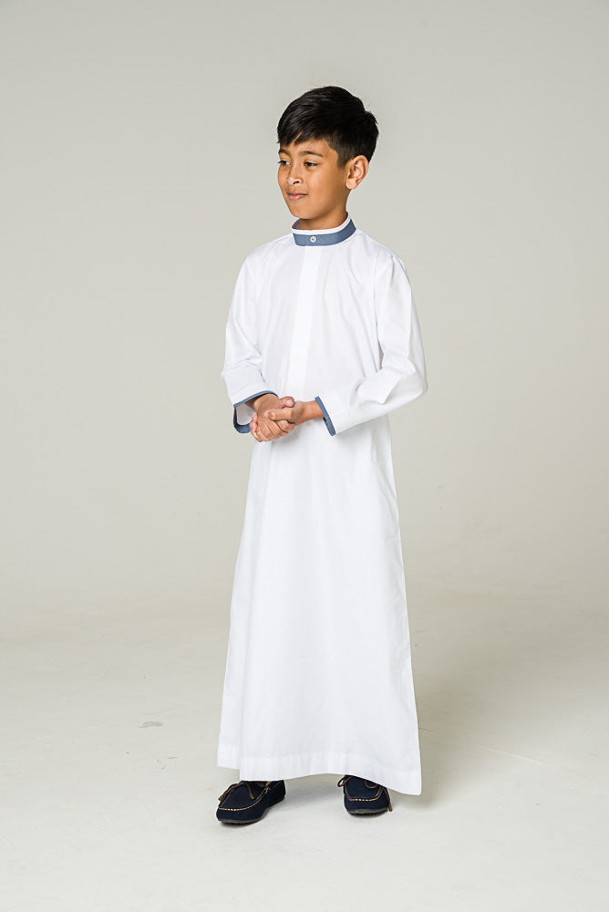 White Kids Mandarin Jubba - jubbas.com