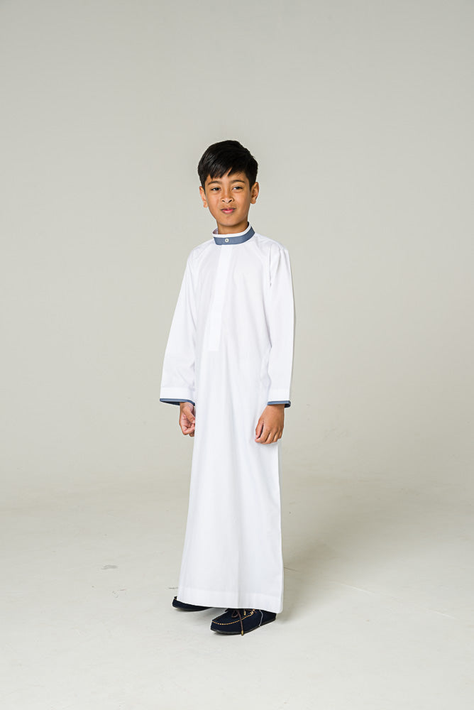 White Kids Mandarin Jubba - jubbas.com