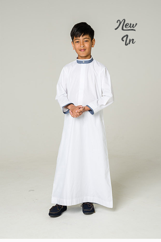 White Kids Mandarin Jubba - jubbas.com